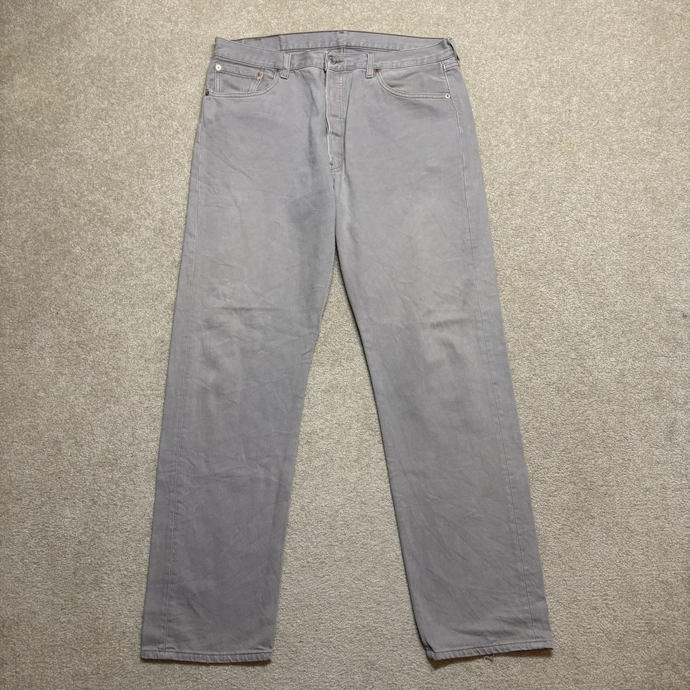Vtg Levis 501 Jeans Mens 36x34 Stone Wash Gray 0648 Straight Leg Denim USA 90s